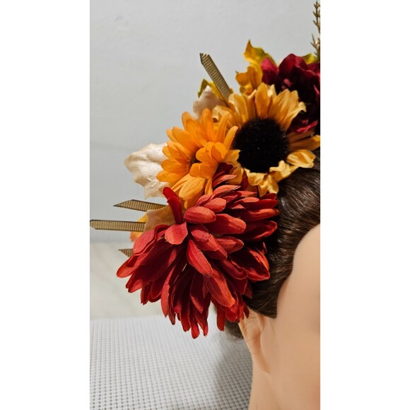 Sunflower headdress Large flower crown Summer flower crown Boho festival crown - Picture 5 of 8